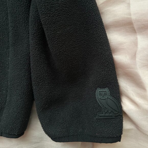 OVO Fleece Quarter-Zip Pullover Sweater - Black - Green/Red Letters - Size L - Picture 3 of 4